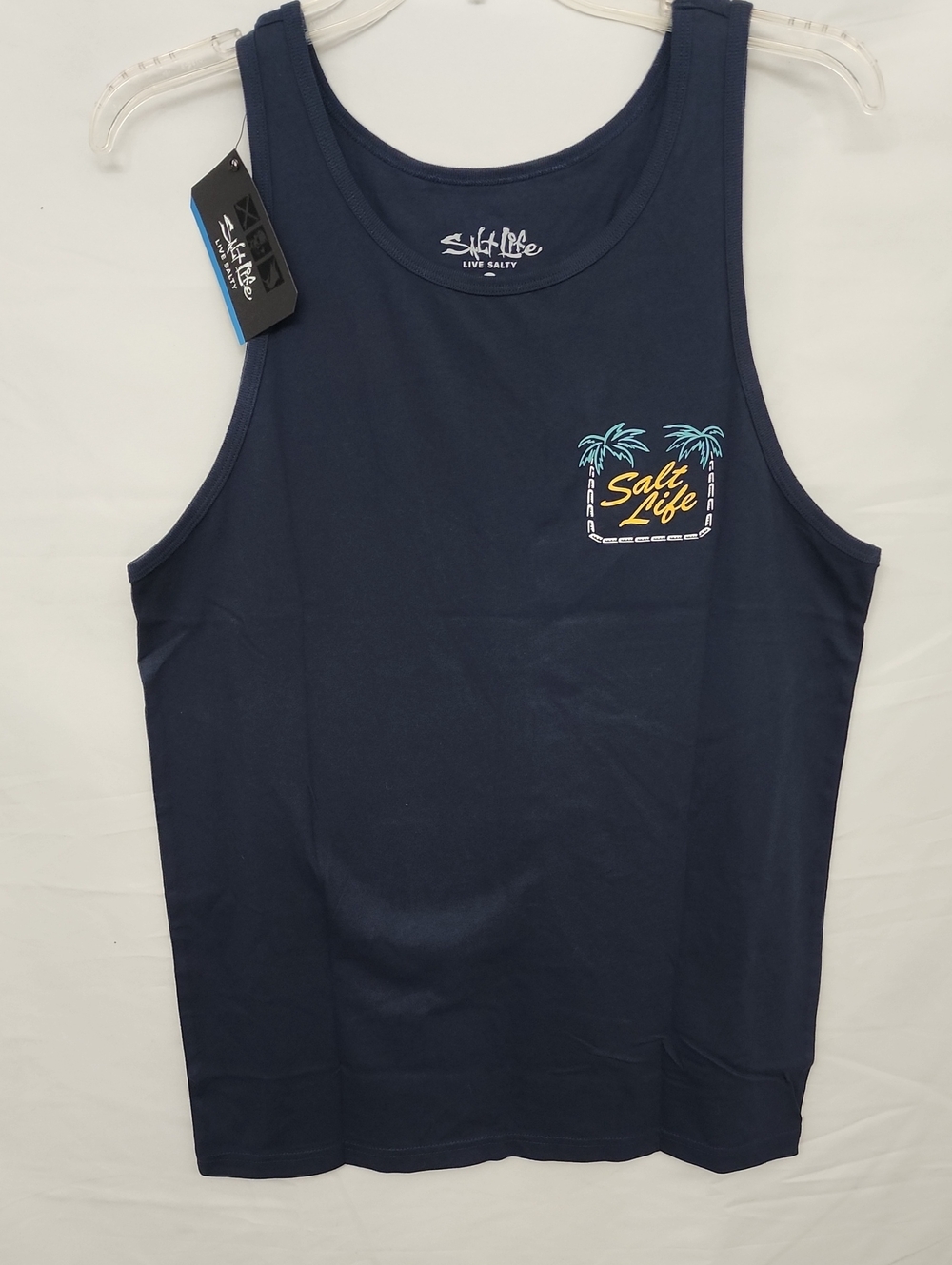 Salt Life Navy Blue Tank with Palm Pocket Logo
